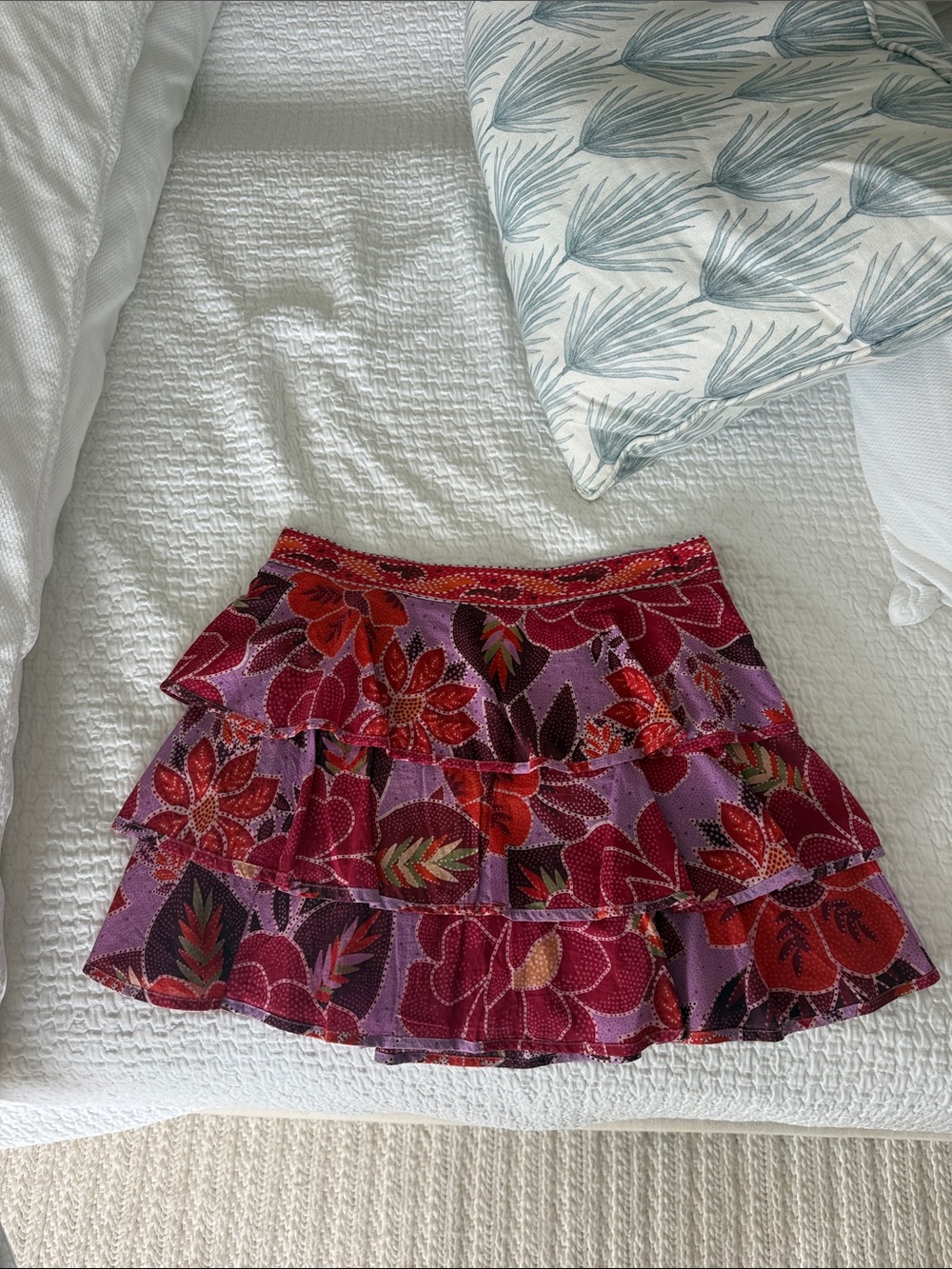 FARM Rio Purple Mini Skirt with Red Floral Print